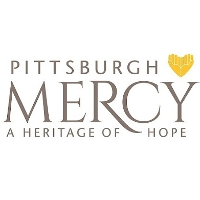 Words Pittsburgh Mercy A Heritage Of Hope and a yellow heart made out of two hands