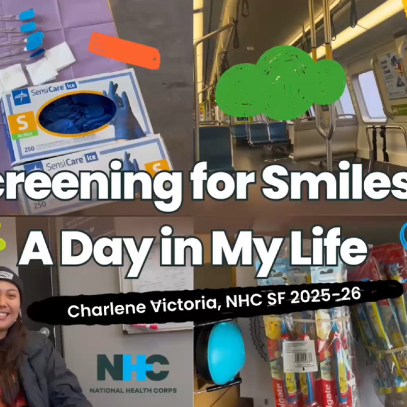 A cover page for Charlene's vlog reading "Screening for Smiles: A Day in My Life".