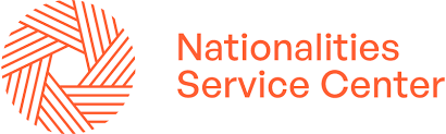 Nationalities Services Center written in orange