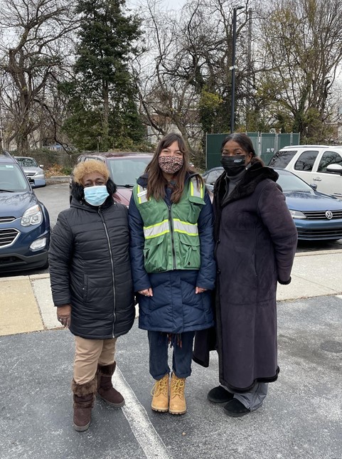 From left to right Ella Edwards [Health Promotion Advocate at Henrietta Johnson Medical Center], Penelope Velasco [NHC Member], Alyson Lang [Trainer and Educator for DPH Tobacco Prevention & Control Program]